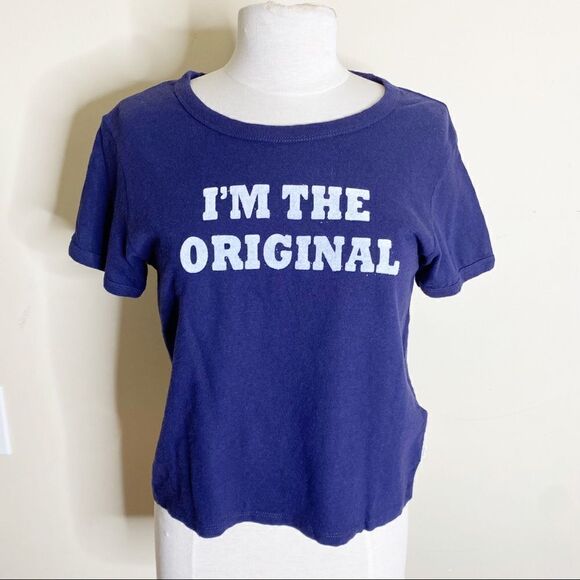 Levis Graphic Tee Shirt Crop Navy Small - Picture 1 of 6